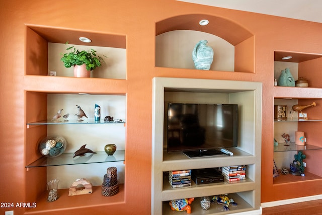 room details featuring built in features and wood-type flooring