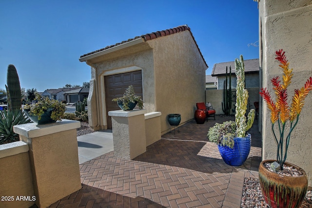 exterior space featuring a garage