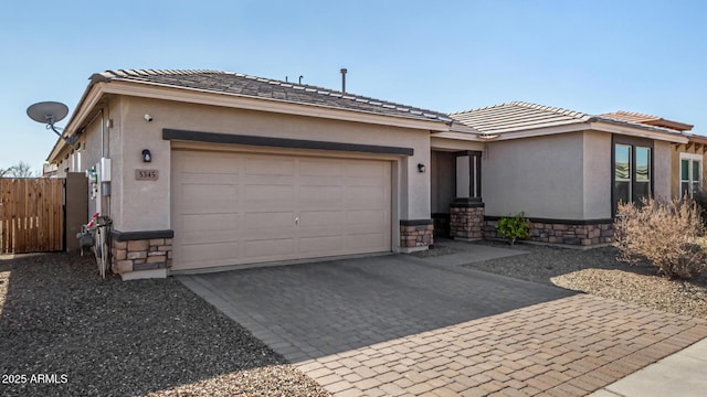 single story home with a garage