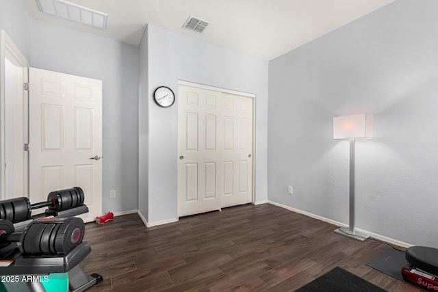 office space featuring dark hardwood / wood-style flooring