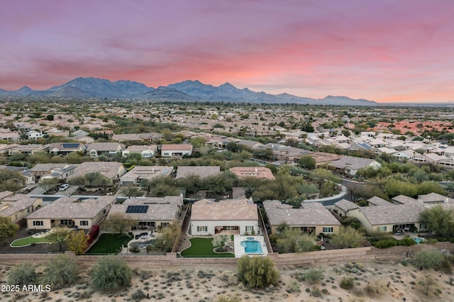 bird's eye view with a mountain view and a residential view