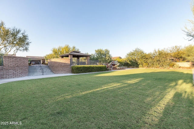 view of yard with a gazebo