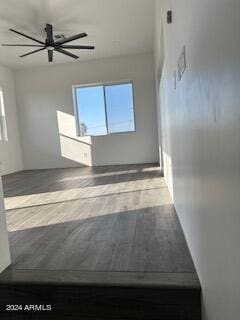 empty room featuring ceiling fan and wood-type flooring