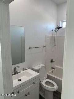 full bathroom with vanity, toilet, and shower / washtub combination