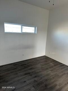 unfurnished room with dark hardwood / wood-style flooring