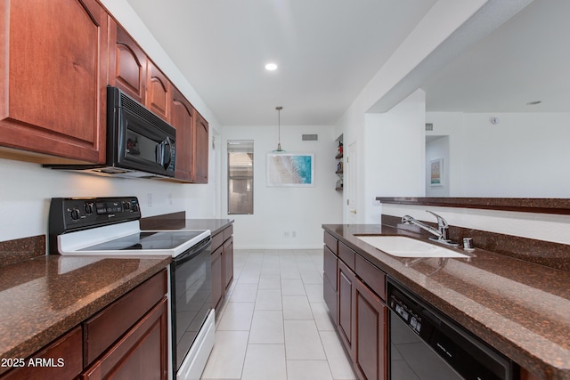 15221 N Clubgate Dr Unit 2132, Scottsdale, AZ 85254 - kitchen with electric stove, a sink, black microwave, dishwasher, and visible vents