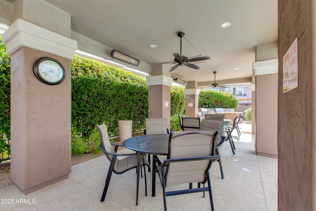 15221 N Clubgate Dr Unit 2132, Scottsdale, AZ 85254 - view of patio / terrace with outdoor dining space and ceiling fan