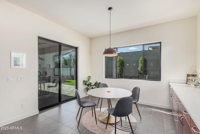 tiled dining room with a healthy amount of sunlight