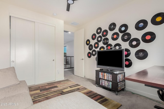 living room featuring carpet