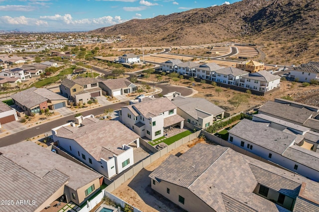 bird's eye view with a mountain view