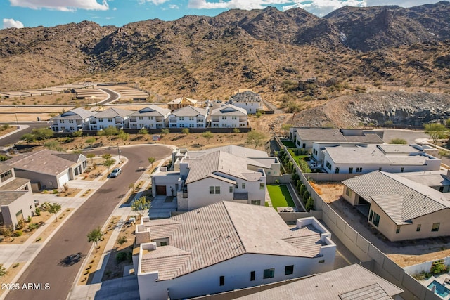 drone / aerial view with a mountain view