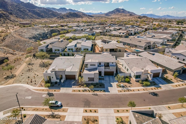 drone / aerial view with a mountain view