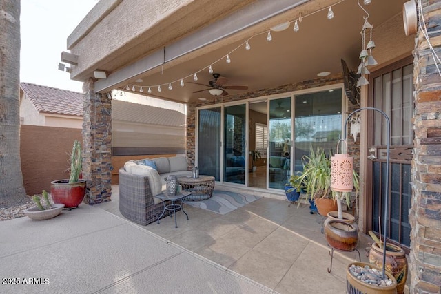 view of patio / terrace with outdoor lounge area and ceiling fan