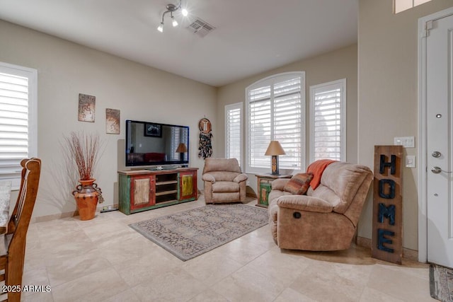 view of tiled living room