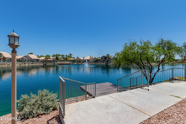 dock area featuring a water view