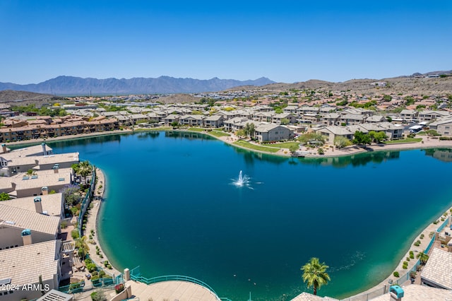 aerial view with a water and mountain view