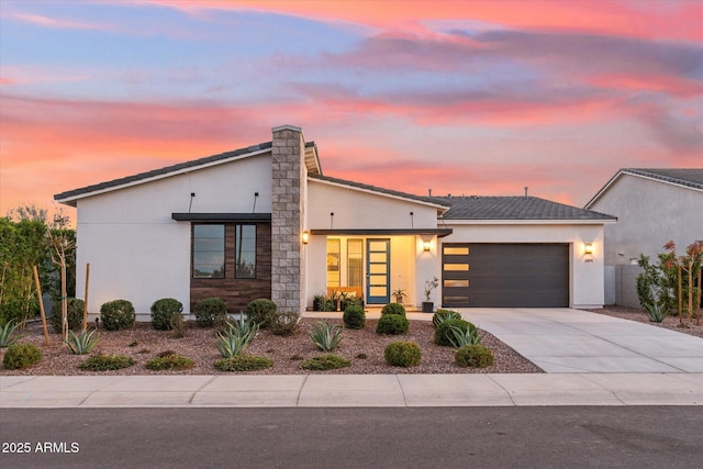 contemporary home with a garage