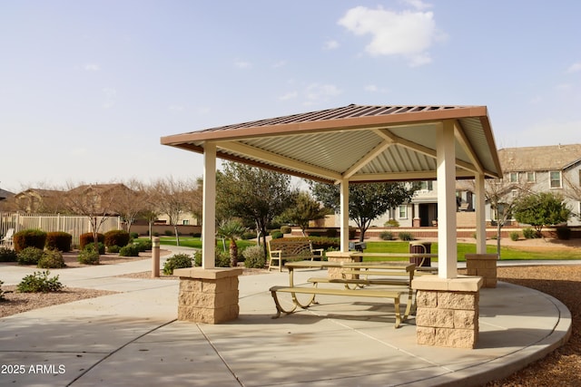 view of community with a gazebo and a patio area