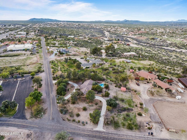 bird's eye view with a mountain view