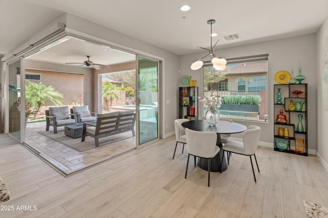 13186 W Via Dona Rd, Peoria, AZ 85383 - dining room featuring wood finished floors, recessed lighting, baseboards, and ceiling fan