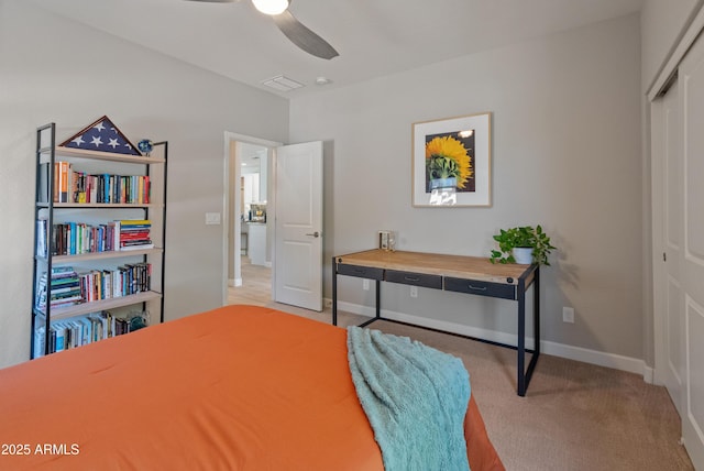 13186 W Via Dona Rd, Peoria, AZ 85383 - carpeted bedroom featuring a closet, baseboards, and a ceiling fan