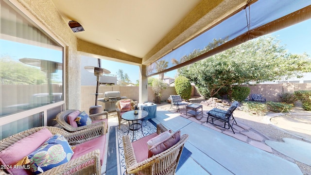 view of patio featuring an outdoor living space