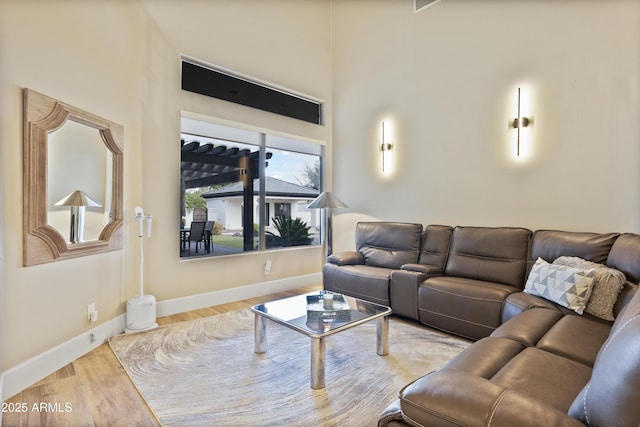 living room with hardwood / wood-style floors