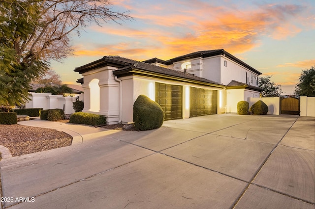 view of front of property with a garage