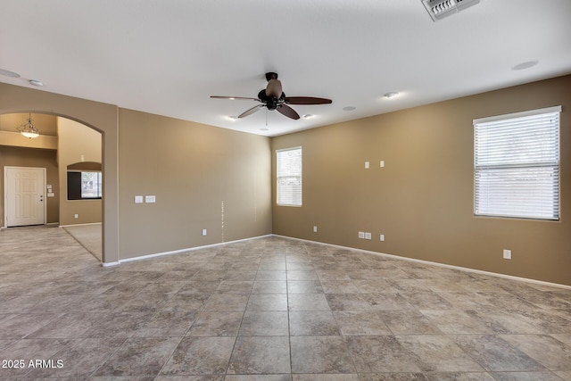 spare room featuring ceiling fan