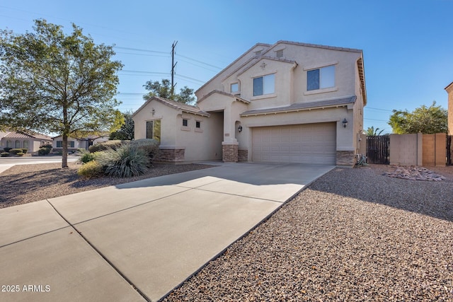 view of front of property with a garage