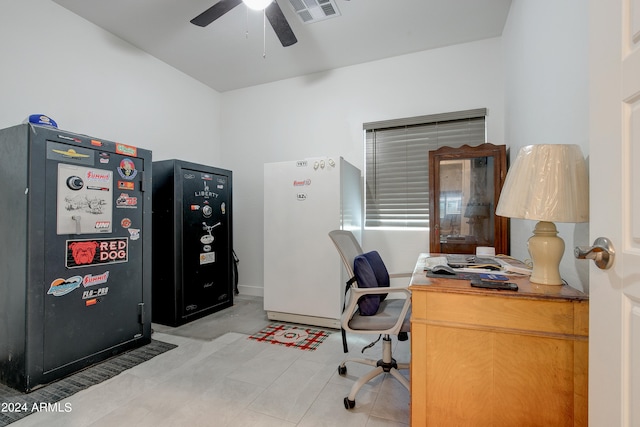 home office featuring ceiling fan