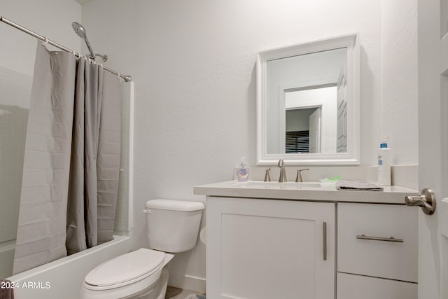 full bathroom with vanity, toilet, and shower / bath combo