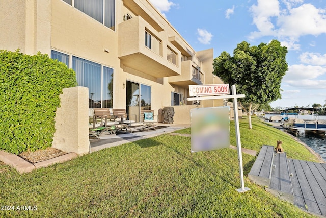 exterior space featuring a water view