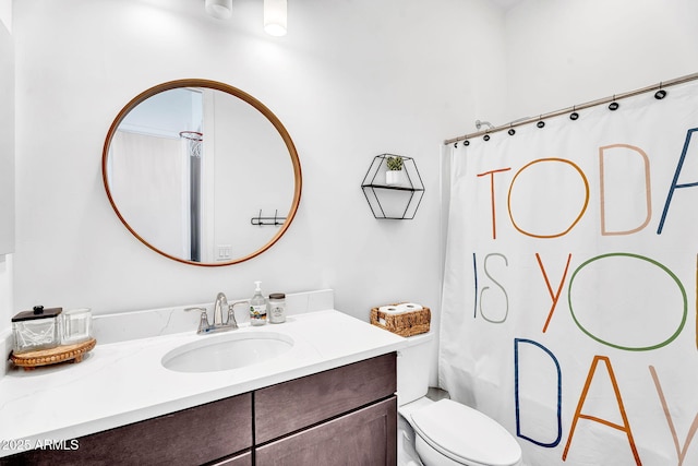 10006 E Rotation Dr, Mesa, AZ 85212 - full bathroom with vanity, toilet, and a shower with curtain
