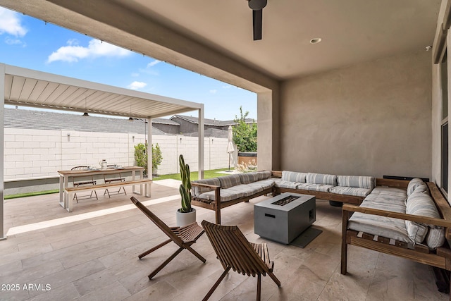 10006 E Rotation Dr, Mesa, AZ 85212 - view of patio / terrace featuring an outdoor living space with a fire pit