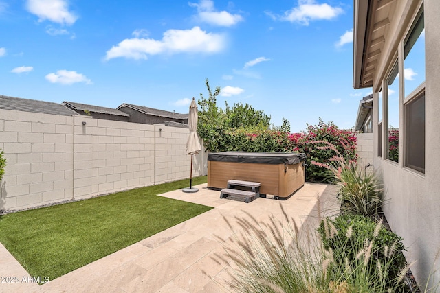 10006 E Rotation Dr, Mesa, AZ 85212 - view of yard with a hot tub and a patio area