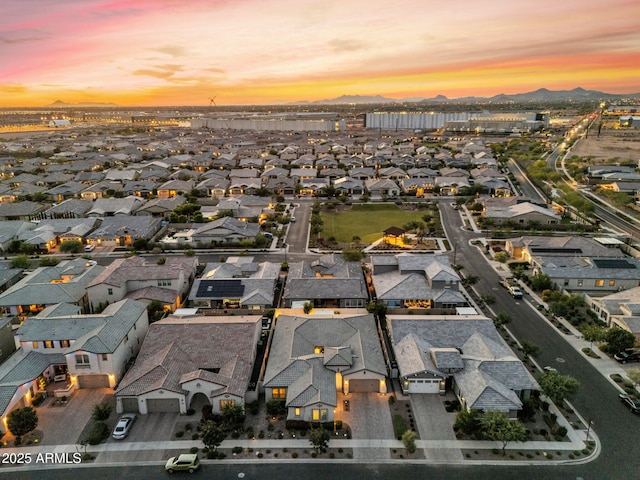 10006 E Rotation Dr, Mesa, AZ 85212 - aerial view at dusk of a residential view and a mountain view