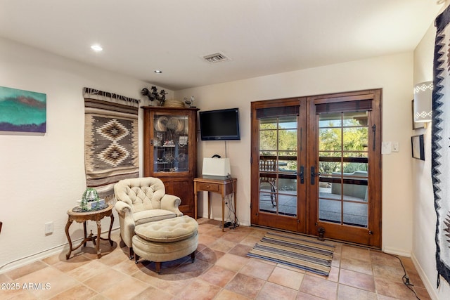25002 N Quail Haven Dr, Rio Verde, AZ 85263 - living area featuring french doors, baseboards, and recessed lighting