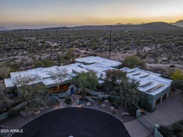 25002 N Quail Haven Dr, Rio Verde, AZ 85263 - aerial view at dusk of a desert view, a mountain view, and a view of countryside