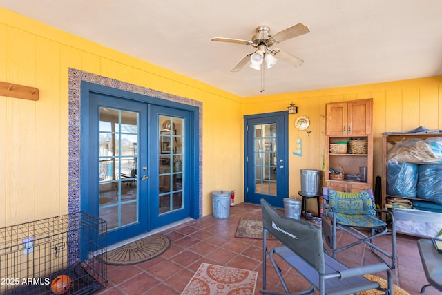 view of patio / terrace featuring french doors and a ceiling fan