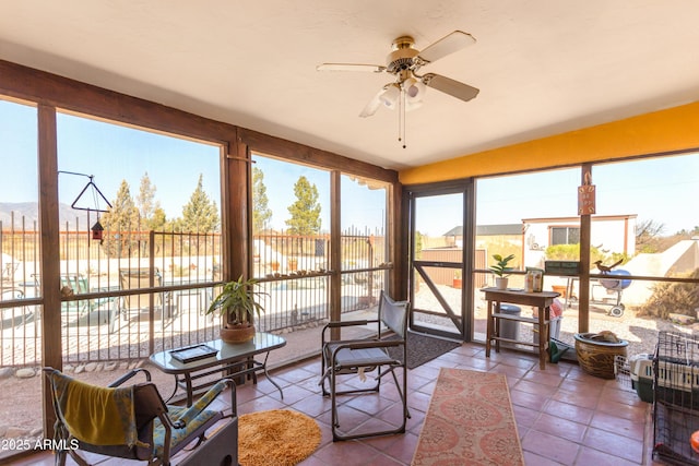 sunroom with tile patterned flooring