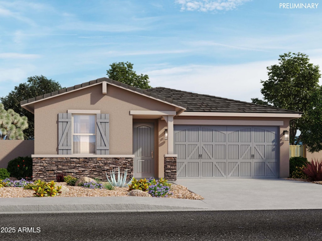 view of front of property featuring a garage