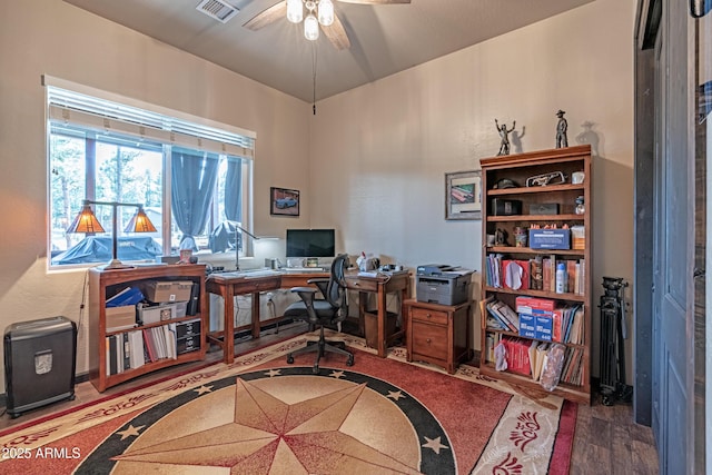 670 S Mountain Pines Ave, Show Low, AZ 85901 - office area with ceiling fan and wood finished floors