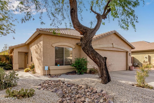 view of front of property with a garage