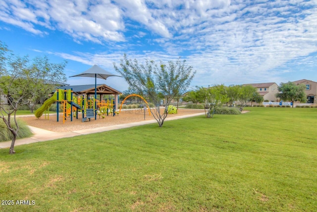 community play area with a yard