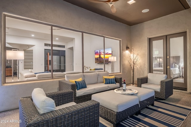 view of patio / terrace with outdoor lounge area and a ceiling fan