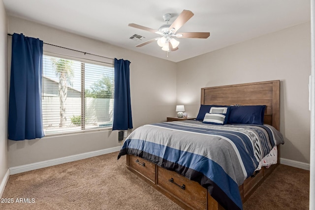 3580 E Kesler Ln, Gilbert, AZ 85295 - carpeted bedroom featuring visible vents, baseboards, and ceiling fan