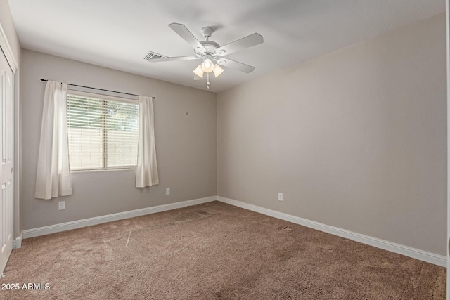 3580 E Kesler Ln, Gilbert, AZ 85295 - carpeted spare room featuring baseboards, ceiling fan, and visible vents