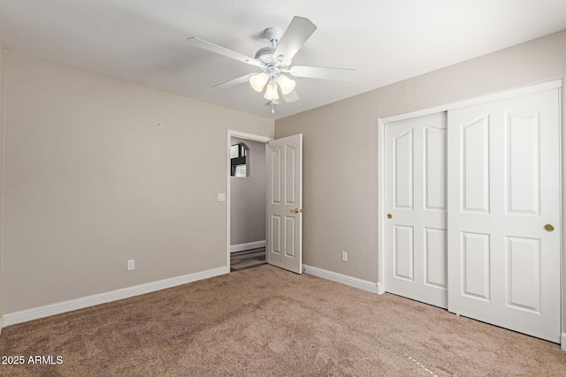 3580 E Kesler Ln, Gilbert, AZ 85295 - unfurnished bedroom with carpet flooring, a ceiling fan, baseboards, and a closet