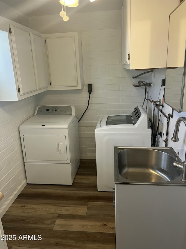 235 N 61st Pl, Mesa, AZ 85205 - washroom with cabinet space, separate washer and dryer, and dark wood-type flooring